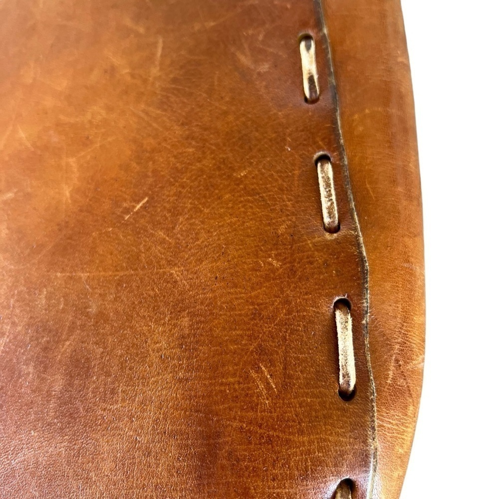 VTG Distressed Leather Boho Saddle Flap Purse Decorative Stitching Braid Detail - Picture 12 of 14